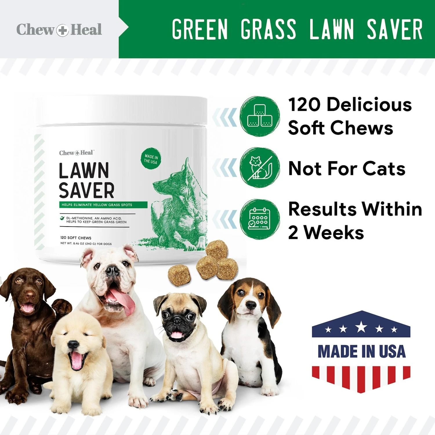 Chew + Heal Lawn Savor Soft Chew Lawn Protection Supplement For Dogs 6 Chew + Heal Lawn Savor Soft Chew Lawn Protection Supplement For Dogs - Image 6