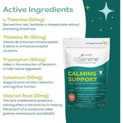 BSerene Calming Peanut Butter Dog Chew Supplement, 5-oz Bag, 45 Count -Pet Wellness 539678 PT3. AC SS1800 V1657658878