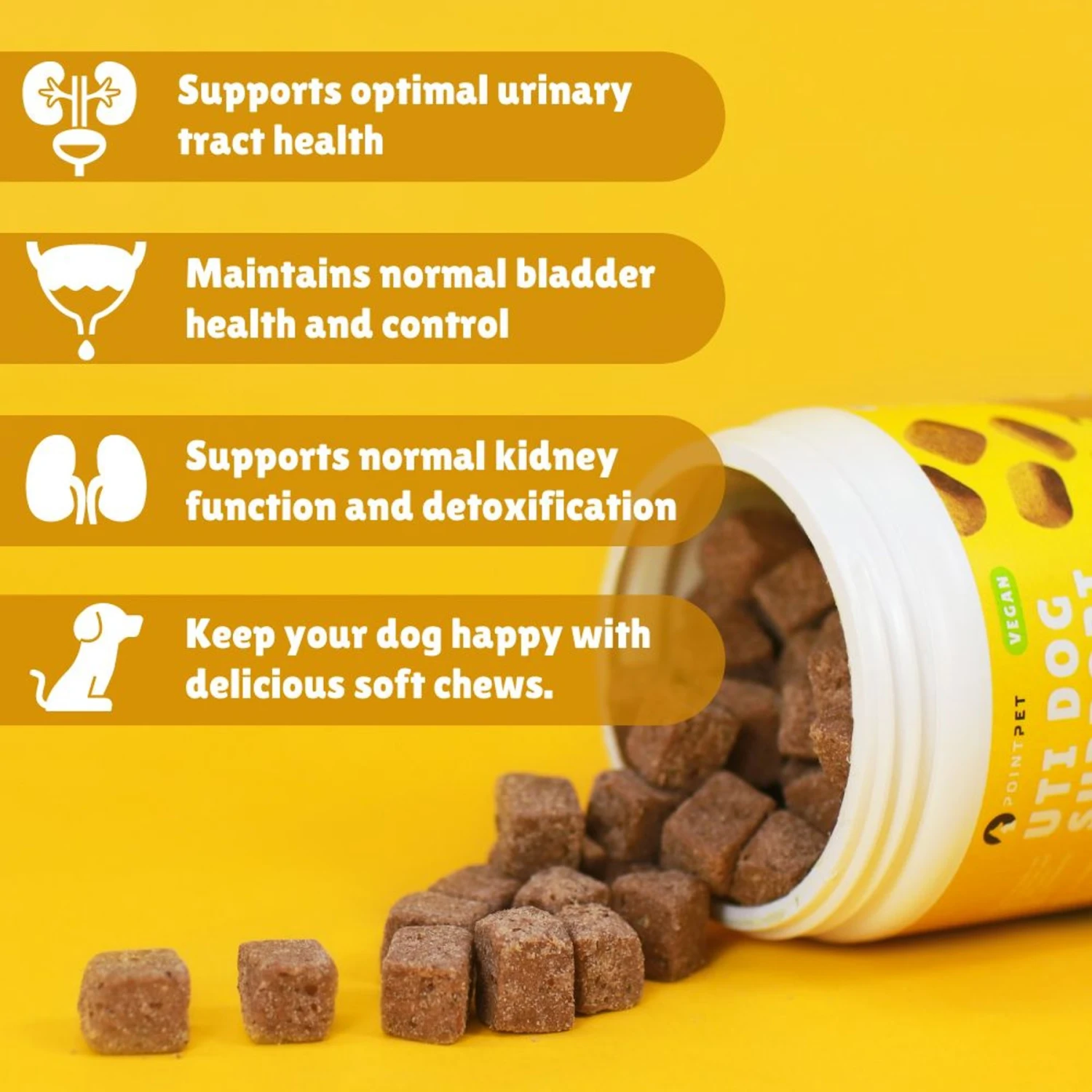 PointPet Vegan UT Support Banana & Peanut Butter Flavored Dog Soft Chews Supplement, 90 Count 2 PointPet Vegan UT Support Banana & Peanut Butter Flavored Dog Soft Chews Supplement, 90 Count - Image 2