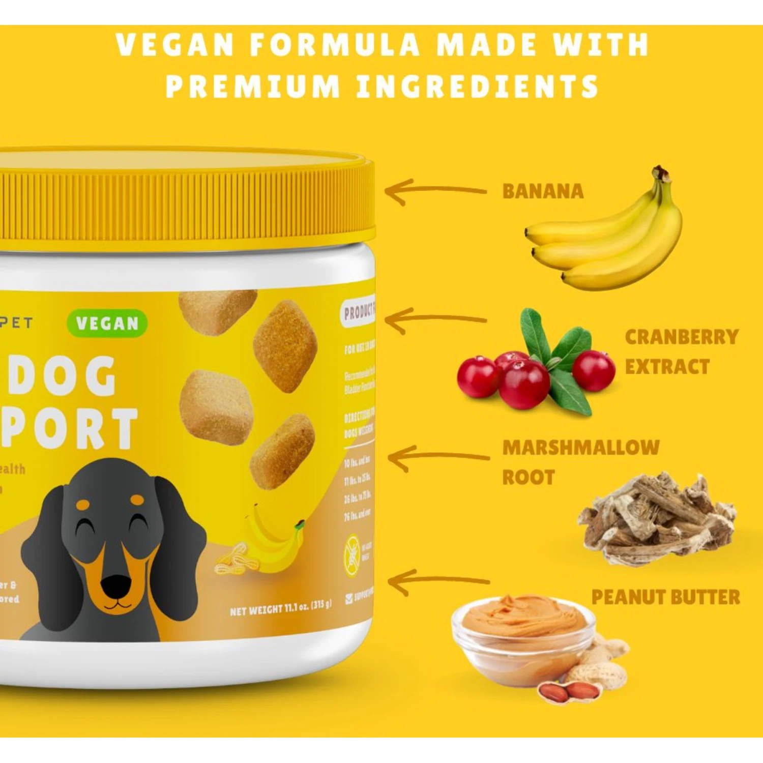 PointPet Vegan UT Support Banana & Peanut Butter Flavored Dog Soft Chews Supplement, 90 Count 4 PointPet Vegan UT Support Banana & Peanut Butter Flavored Dog Soft Chews Supplement, 90 Count - Image 4