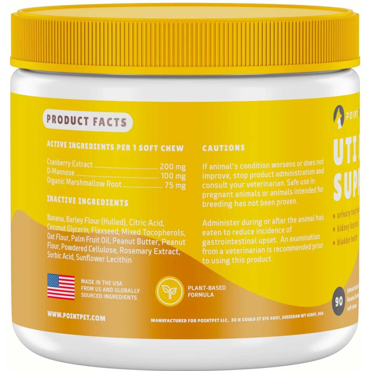 PointPet Vegan UT Support Banana & Peanut Butter Flavored Dog Soft Chews Supplement, 90 Count 9 PointPet Vegan UT Support Banana & Peanut Butter Flavored Dog Soft Chews Supplement, 90 Count - Image 9