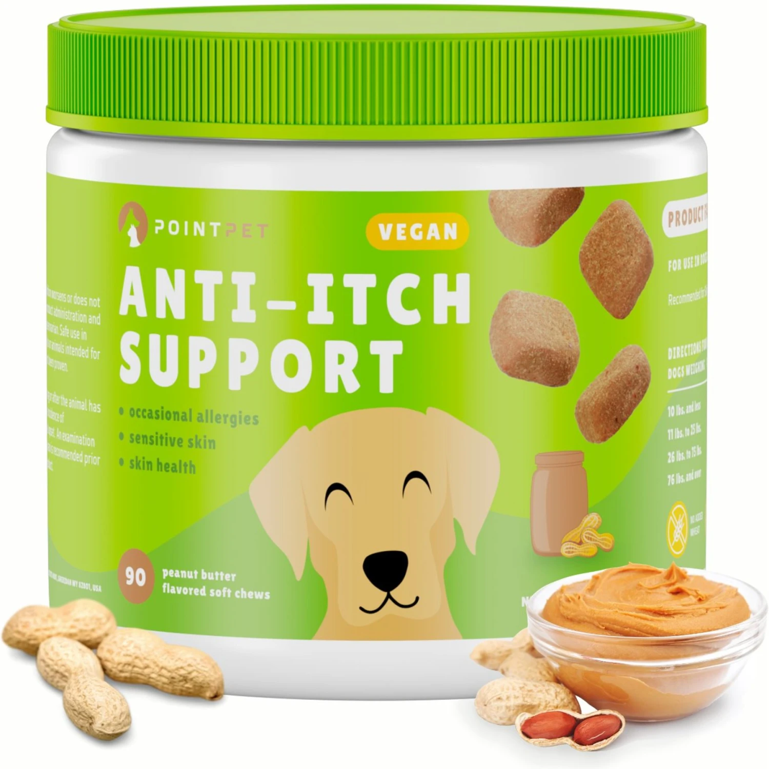 PointPet Anti-Itch Support Peanut Butter Flavored Dog Soft Chews Supplement, 90 Count 1 PointPet Anti-Itch Support Peanut Butter Flavored Dog Soft Chews Supplement, 90 Count