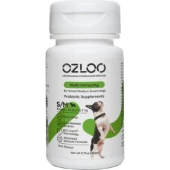 OZLOO Multi Immunity Pork Flavored Chewable Tablet Supplement For Small & Medium Adult Dogs, 60 Count