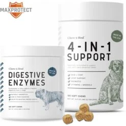 Chew + Heal 4-IN-1 Support Chews Dog Supplement & Chew + Heal Digestive Enzymes Chews Dog Supplement, 240 Count