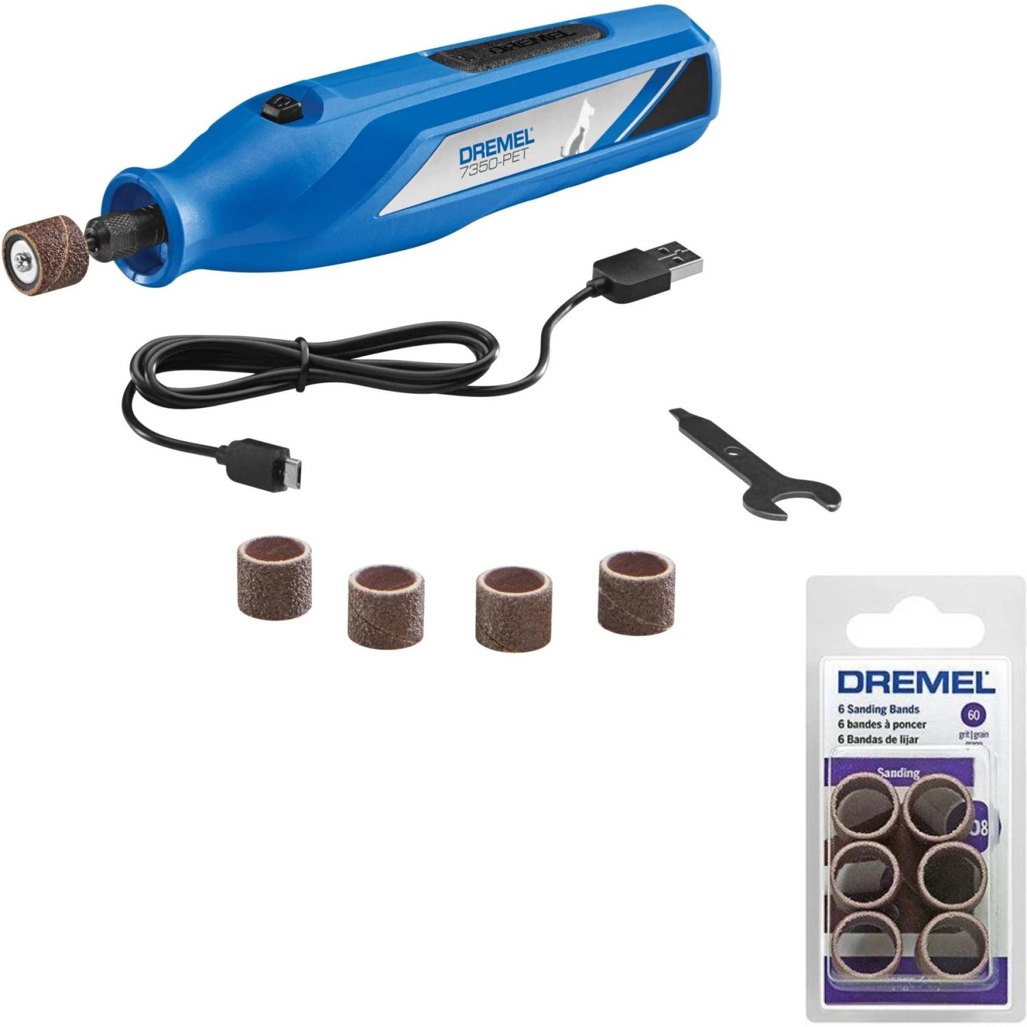 Dremel 7350-PT Cordless Dog & Cat Rotary Nail Grinder Kit & Dremel Grooming Bands For The 7350-PT &7300-PT Nail Grinder 1 Dremel 7350-PT Cordless Dog & Cat Rotary Nail Grinder Kit & Dremel Grooming Bands For The 7350-PT &7300-PT Nail Grinder