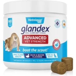 Vetnique Labs Glandex Advanced Vet Strength Anal Gland Fiber, Probiotic, Pumpkin & Digestive Boot The Scoot Dog Supplement