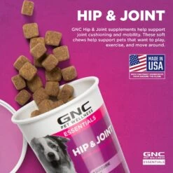 GNC Pets ESSENTIALS Hip & Joint Soft Chews Dog Supplement, 60 Count -Pet Wellness 550662 PT3. AC SS1800 V1658207485