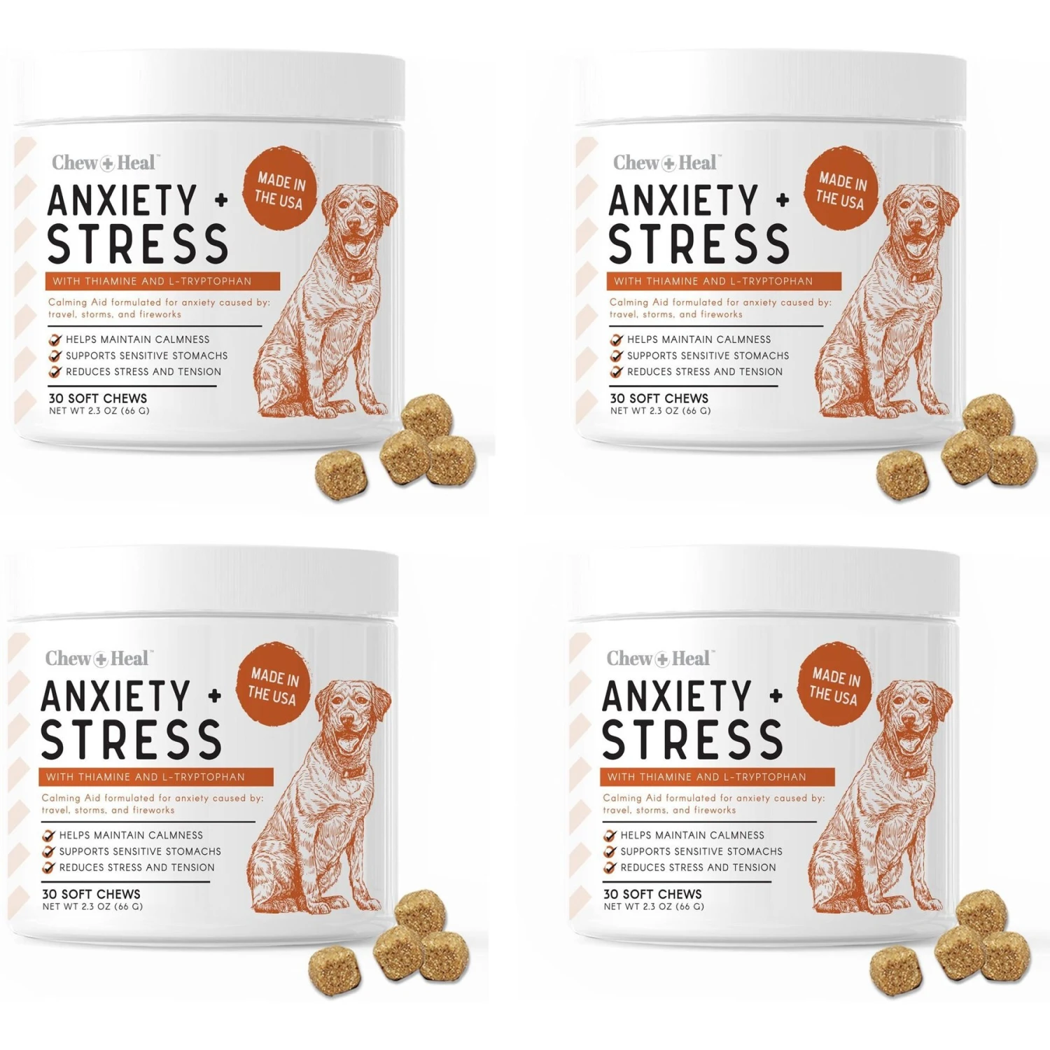 Chew + Heal Travel-Sized Anxiety & Stress Chews Supplement For Dogs 1 Chew + Heal Travel-Sized Anxiety & Stress Chews Supplement For Dogs