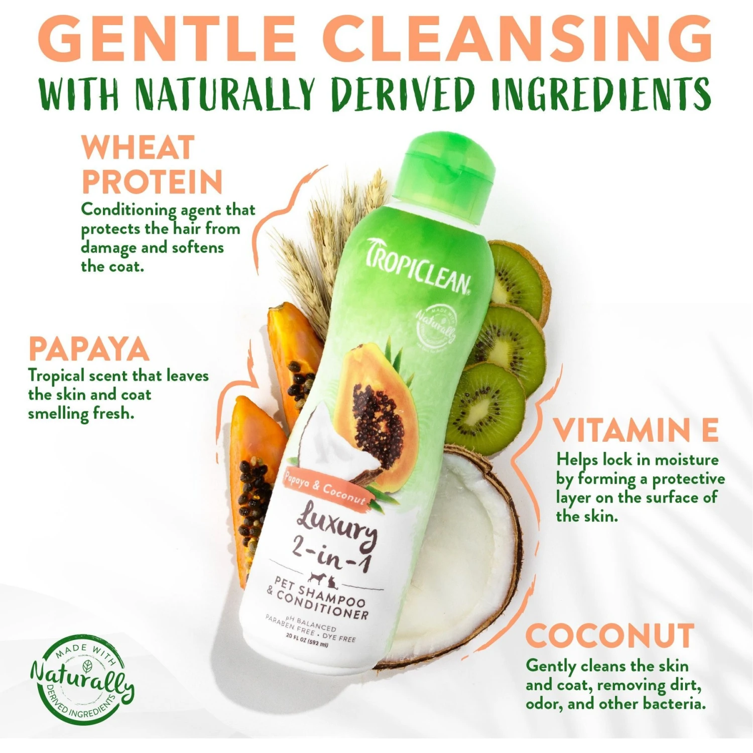 TropiClean Luxury 2 In 1 Papaya & Coconut Pet Shampoo & Conditioner 3 TropiClean Luxury 2 In 1 Papaya & Coconut Pet Shampoo & Conditioner - Image 3