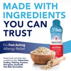 TropiClean OxyMed Medicated Oatmeal Dog & Cat Treatment Rinse 12 TropiClean OxyMed Medicated Oatmeal Dog & Cat Treatment Rinse -Pet Wellness 55622 PT3. AC SS1800 V1663604975