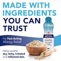 TropiClean OxyMed Medicated Anti-Itch Oatmeal Dog & Cat Shampoo -Pet Wellness 55626 PT3. AC SS1800 V1663604102