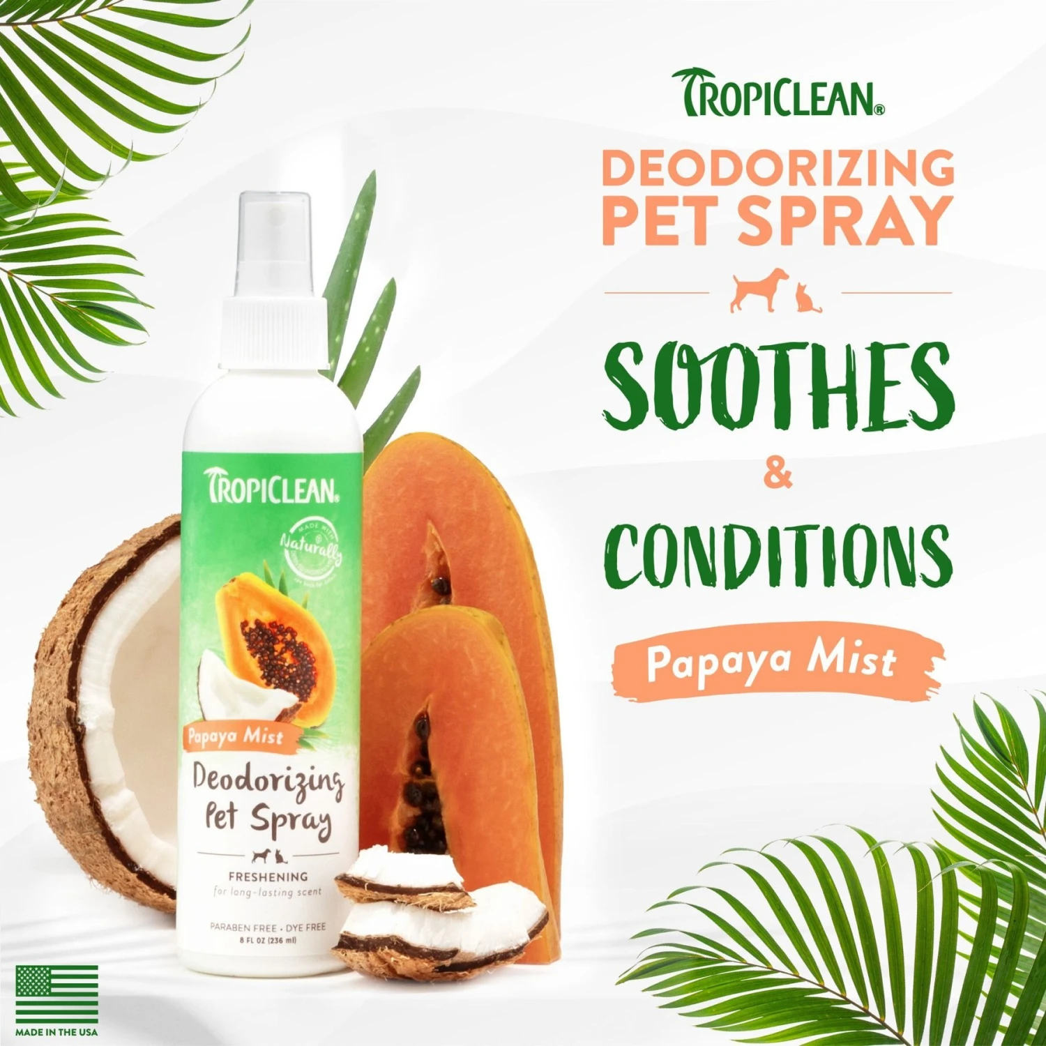 TropiClean Papaya Deodorizing Dog & Cat Spray 2 TropiClean Papaya Deodorizing Dog & Cat Spray - Image 2