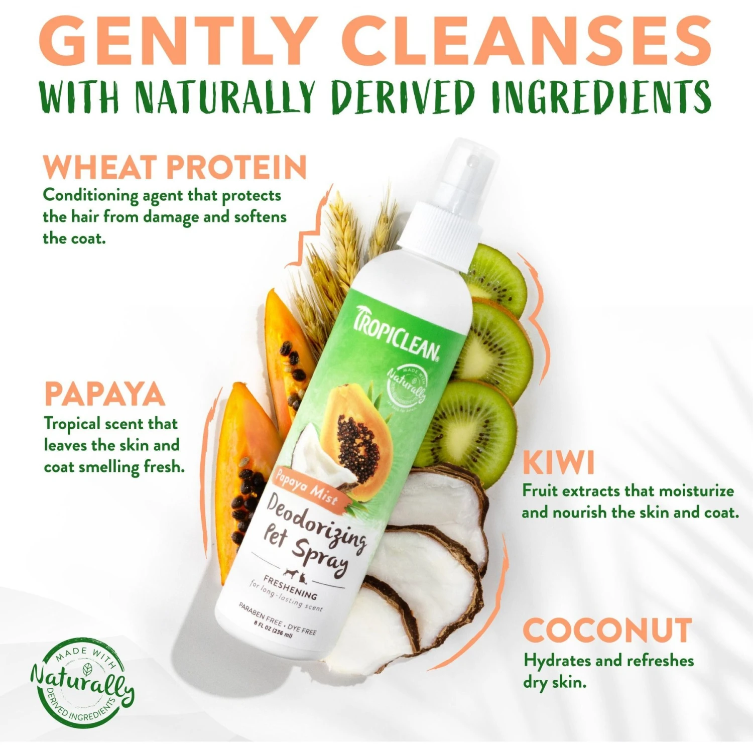 TropiClean Papaya Deodorizing Dog & Cat Spray 3 TropiClean Papaya Deodorizing Dog & Cat Spray - Image 3