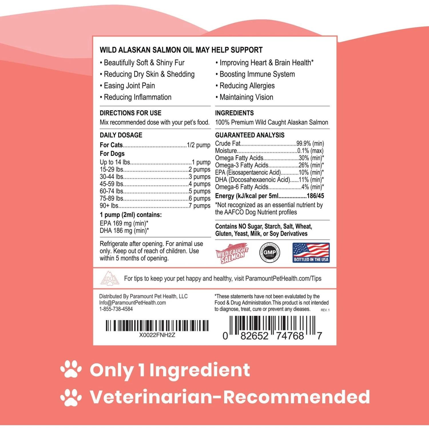 Paramount Pet Health Wild Alaskan Salmon Oil Dog & Cat Supplement 4 Paramount Pet Health Wild Alaskan Salmon Oil Dog & Cat Supplement - Image 4
