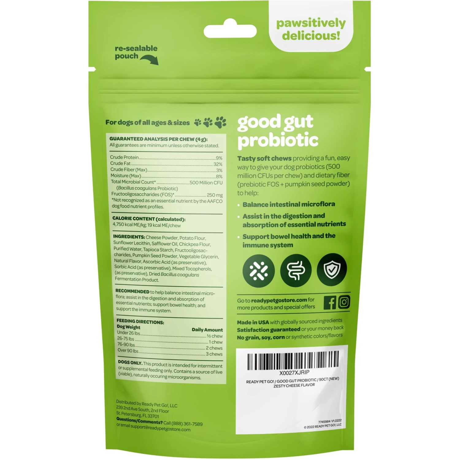 Ready Pet Go Good Gut Probiotic Dog Supplement, 90 Count 2 Ready Pet Go Good Gut Probiotic Dog Supplement, 90 Count - Image 2