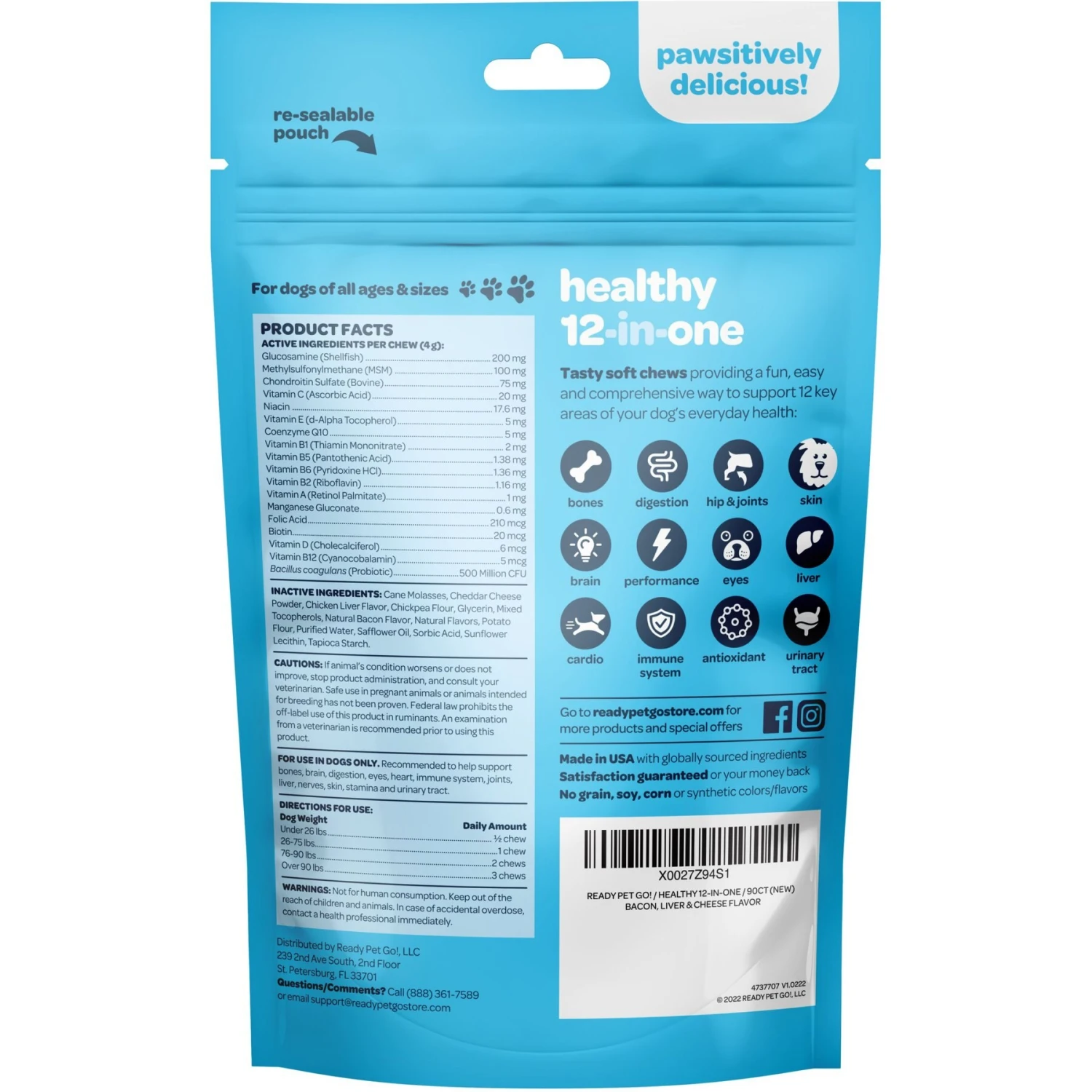 Ready Pet Go Healthy 12-In-One Dog Supplement, 90 Count 2 Ready Pet Go Healthy 12-In-One Dog Supplement, 90 Count - Image 2