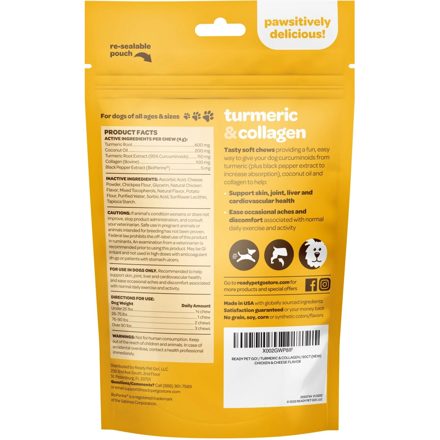 Ready Pet Go Turmeric & Collagen Dog Supplement, 90 Count 2 Ready Pet Go Turmeric & Collagen Dog Supplement, 90 Count - Image 2