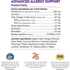 NaturVet Evolutions Advanced Allergy Soft Chews Dog Supplement -Pet Wellness 565758 PT6. AC SS1800 V1698695353