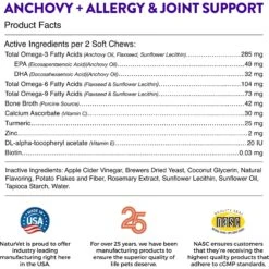 NaturVet Evolutions Anchovy + Allergy Support Soft Chews Dog Supplement -Pet Wellness 565894 PT5. AC SS1800 V1674488278
