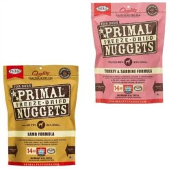 Primal Lamb Formula Nuggets Grain-Free Raw Freeze-Dried Dog Food & Primal Turkey & Sardine Formula Nuggets Grain-Free Raw Freeze-Dried Dog Food