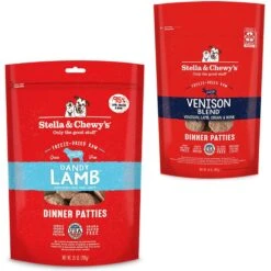 Stella & Chewy's Dandy Lamb Dinner Patties Freeze-Dried Raw Dog Food & Stella & Chewy's Venison Blend Dinner Patties Freeze-Dried Raw Dog Food