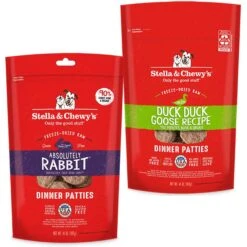 Stella & Chewy's Absolutely Rabbit Dinner Patties Freeze-Dried Raw Dog Food & Stella & Chewy's Duck Duck Goose Dinner Patties Freeze-Dried Raw Dog Food