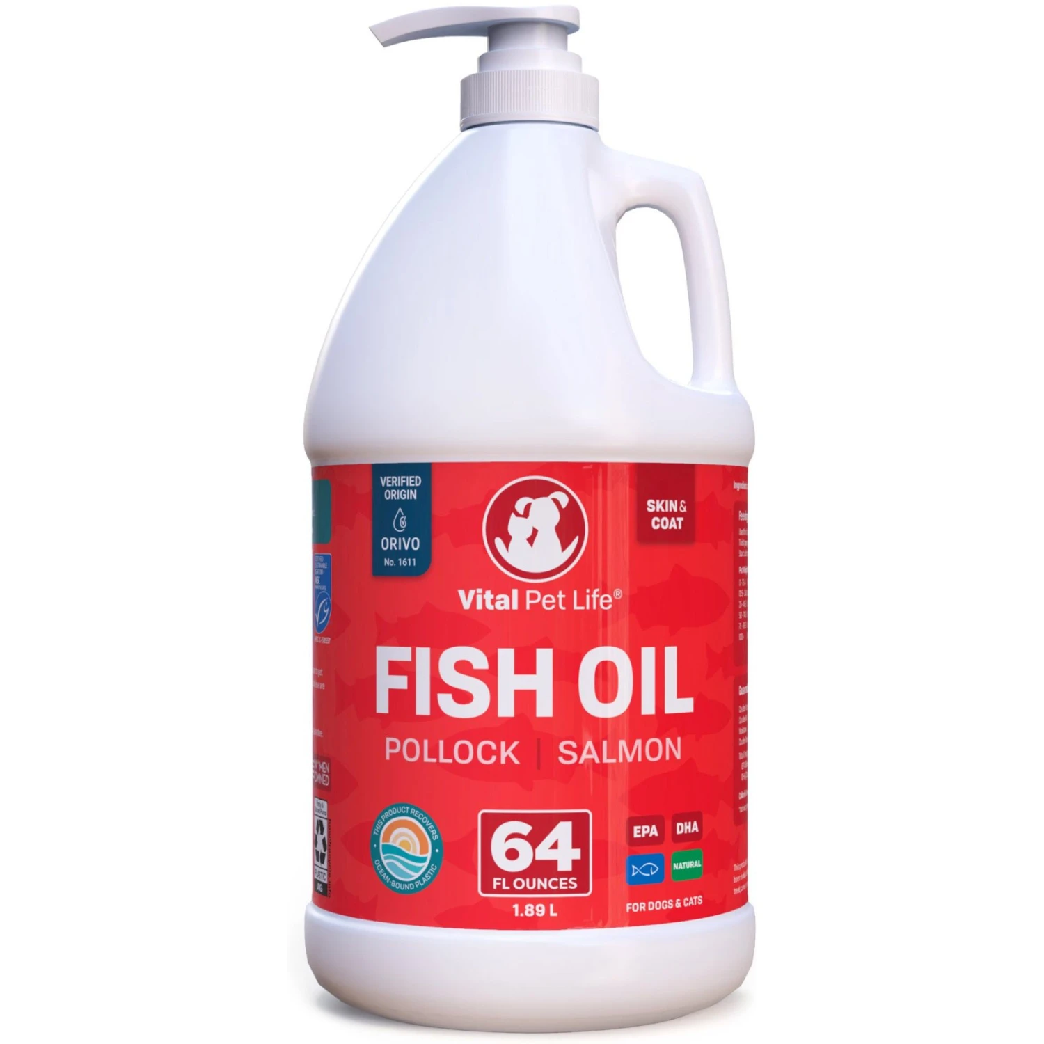 Vital Pet Life Wild Alaskan Fish Oil Skin & Coat Health Liquid Cat & Dog Supplement, 64-oz Bottle 1 Vital Pet Life Wild Alaskan Fish Oil Skin & Coat Health Liquid Cat & Dog Supplement, 64-oz Bottle