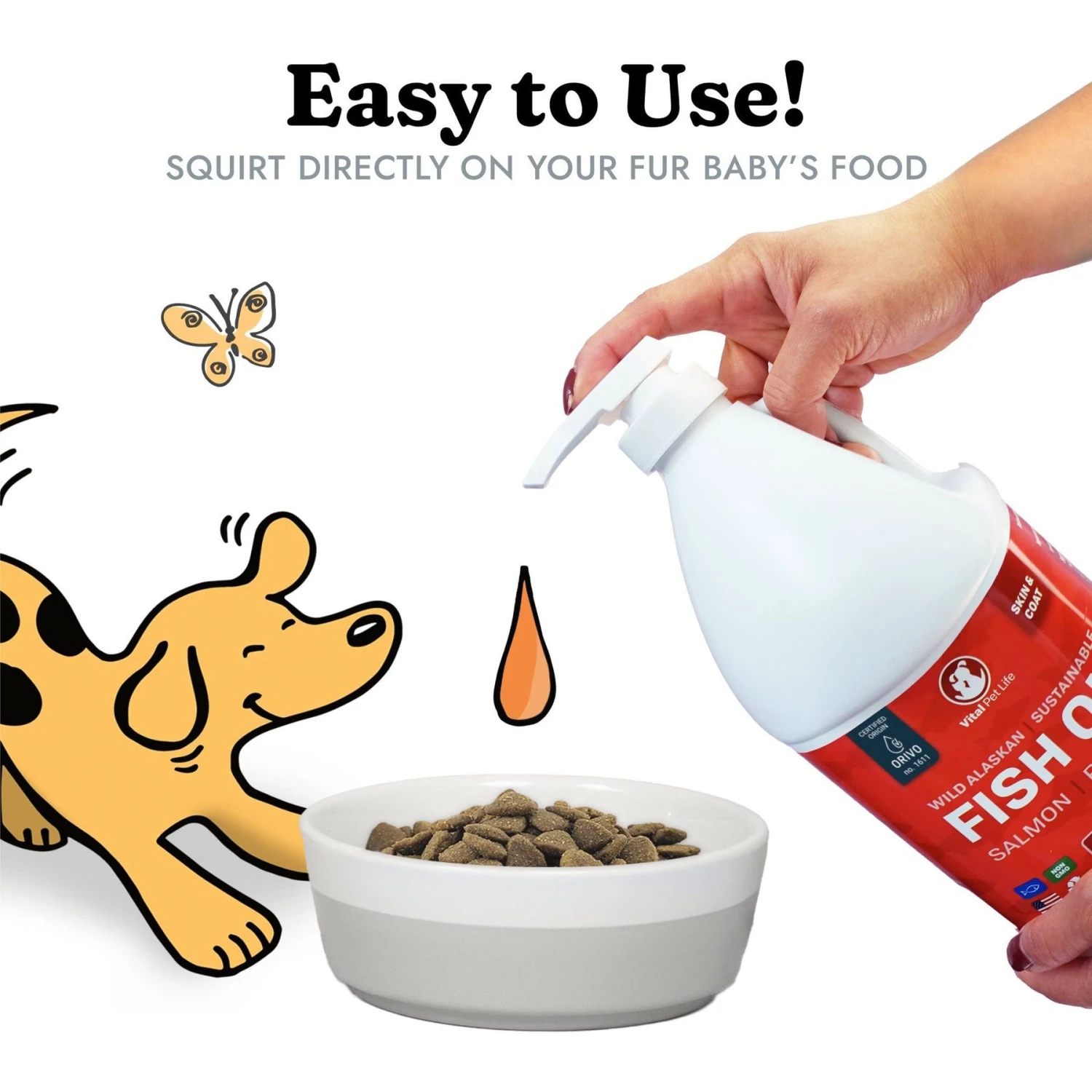 Vital Pet Life Wild Alaskan Fish Oil Skin & Coat Health Liquid Cat & Dog Supplement, 64-oz Bottle 3 Vital Pet Life Wild Alaskan Fish Oil Skin & Coat Health Liquid Cat & Dog Supplement, 64-oz Bottle - Image 3