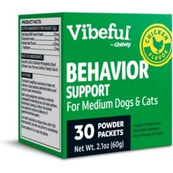 Vibeful Behavior Support Powder Calming Supplement For Medium Dogs & Cats, 30 Count