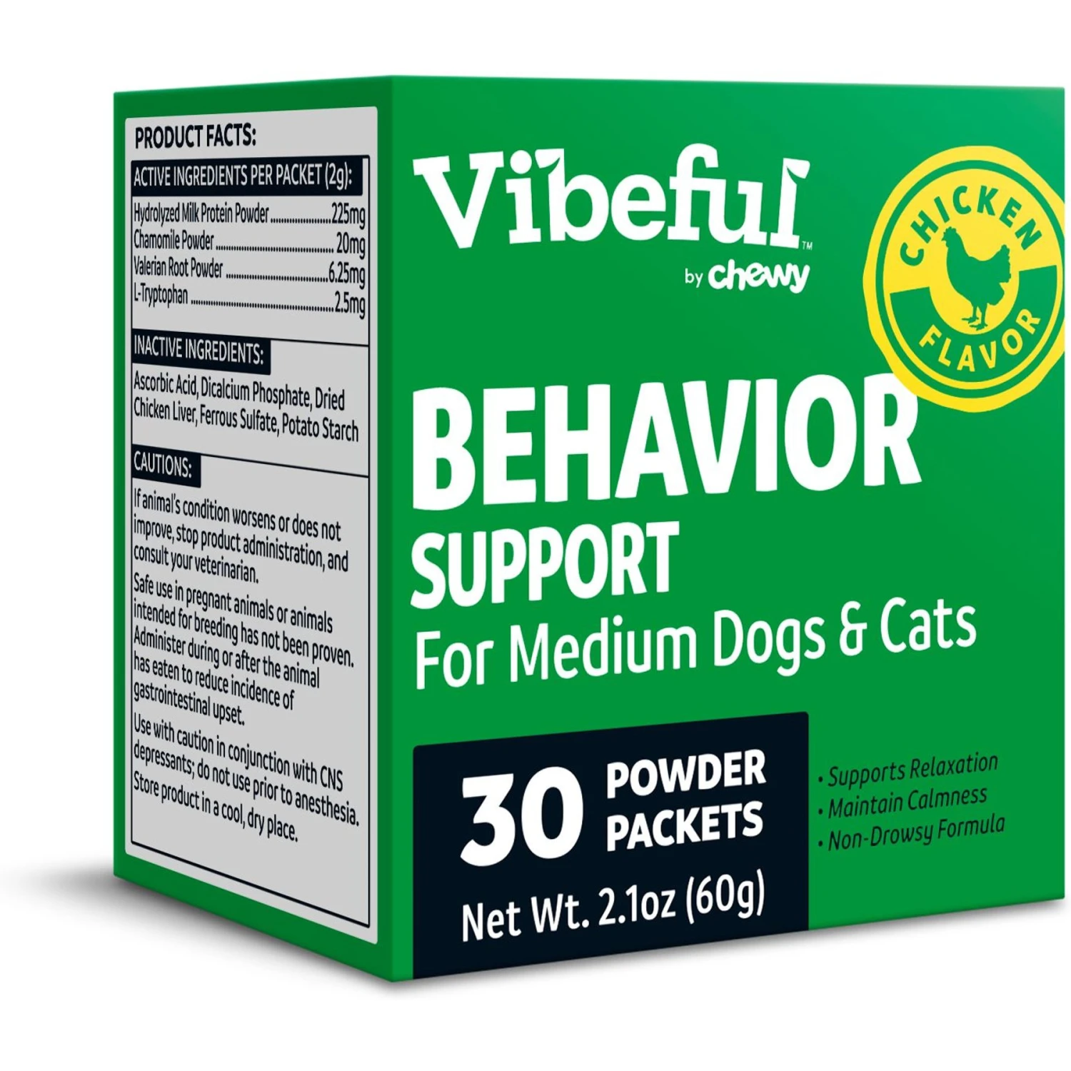 Vibeful Behavior Support Powder Calming Supplement For Medium Dogs & Cats, 30 Count 1 Vibeful Behavior Support Powder Calming Supplement For Medium Dogs & Cats, 30 Count