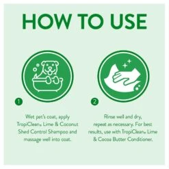 TropiClean Lime & Coconut Deshedding Dog Shampoo & Frisco Shedding Rake Dog & Cat Brush -Pet Wellness 575102 PT4. AC SS1800 V1657660396