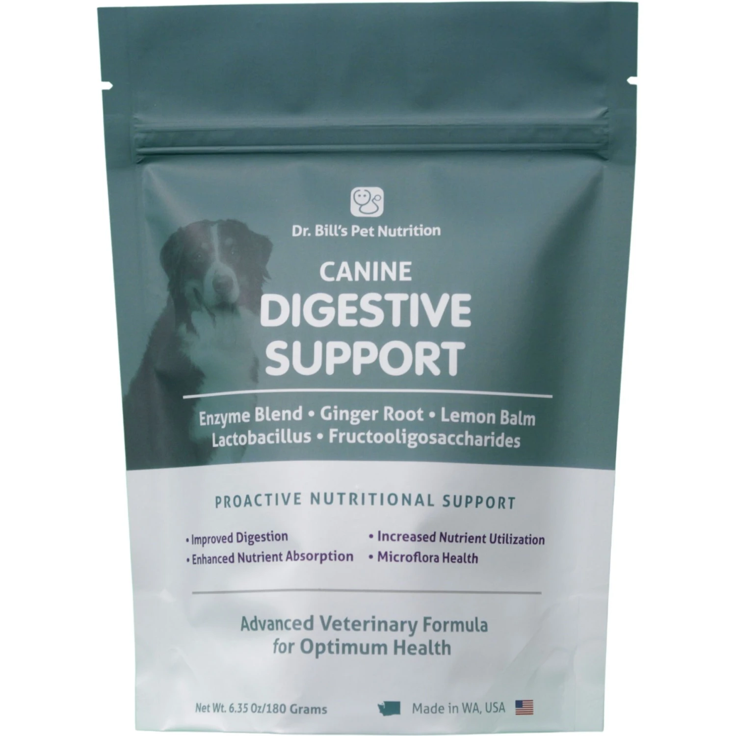 Dr. Bill's Pet Nutrition Canine Digestive Support Probiotics & Digestive Enzymes Dog Supplement Powder, 180-gm Pouch 1 Dr. Bill's Pet Nutrition Canine Digestive Support Probiotics & Digestive Enzymes Dog Supplement Powder, 180-gm Pouch