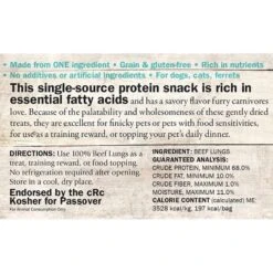 Evanger's Nothing But Natural Beef Lungs Raw Gently Dried Dog & Cat Treats 6 Evanger's Nothing But Natural Beef Lungs Raw Gently Dried Dog & Cat Treats -Pet Wellness 60025 PT2. AC SS1800 V1693918743