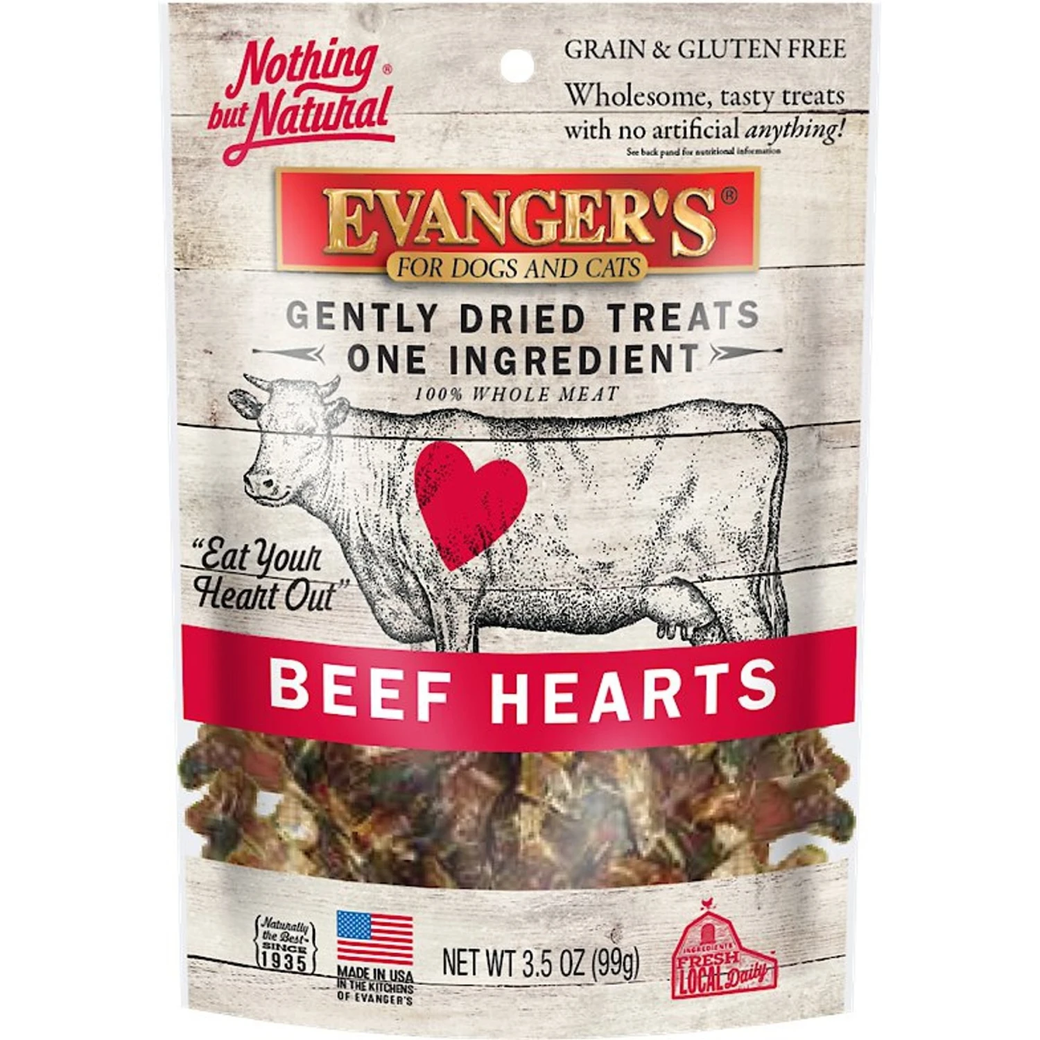 Evanger's Nothing But Natural Beef Hearts Gently Dried Dog & Cat Treats 1 Evanger's Nothing But Natural Beef Hearts Gently Dried Dog & Cat Treats