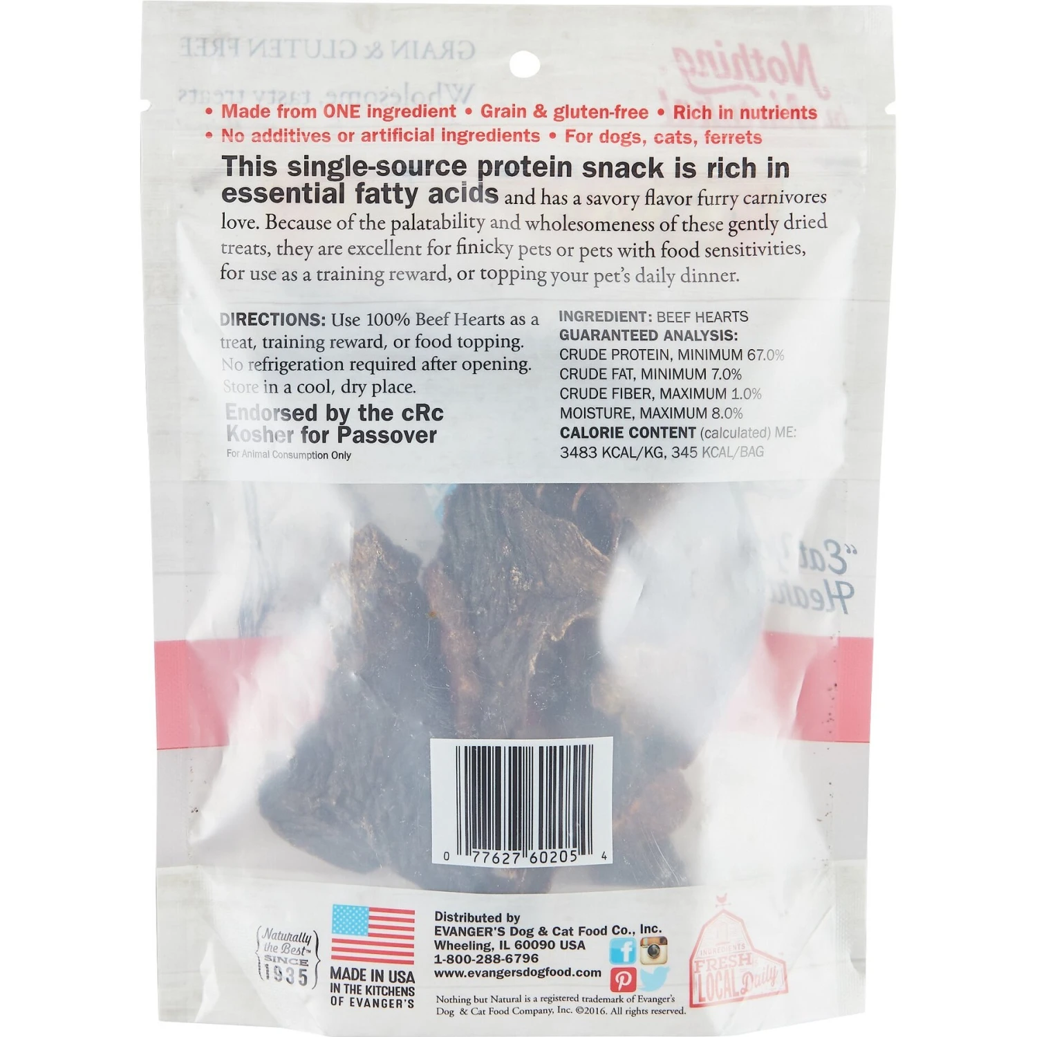 Evanger's Nothing But Natural Beef Hearts Gently Dried Dog & Cat Treats 2 Evanger's Nothing But Natural Beef Hearts Gently Dried Dog & Cat Treats - Image 2