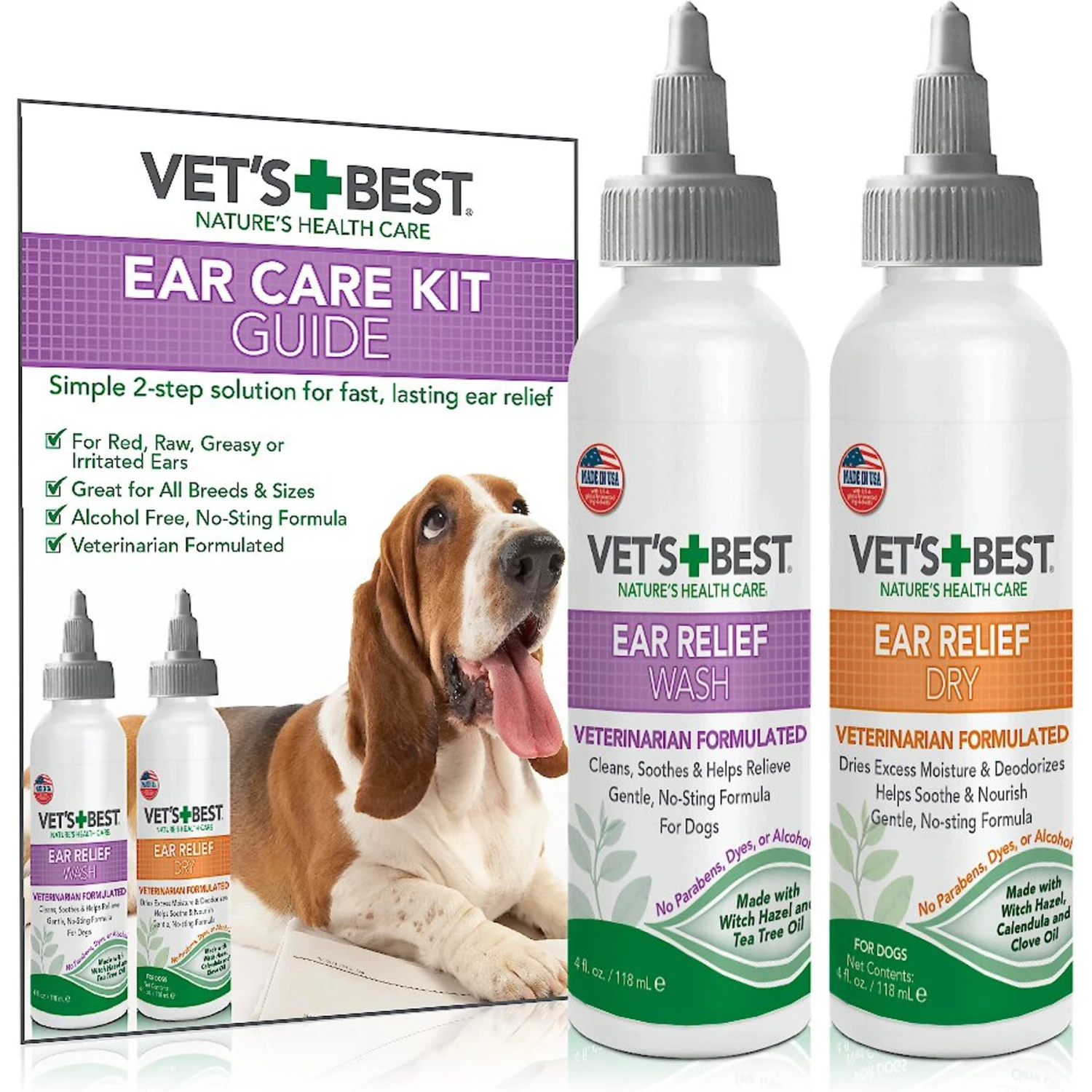Vet's Best Ear Relief Wash + Dry Combo Pack For Dogs 1 Vet's Best Ear Relief Wash + Dry Combo Pack For Dogs