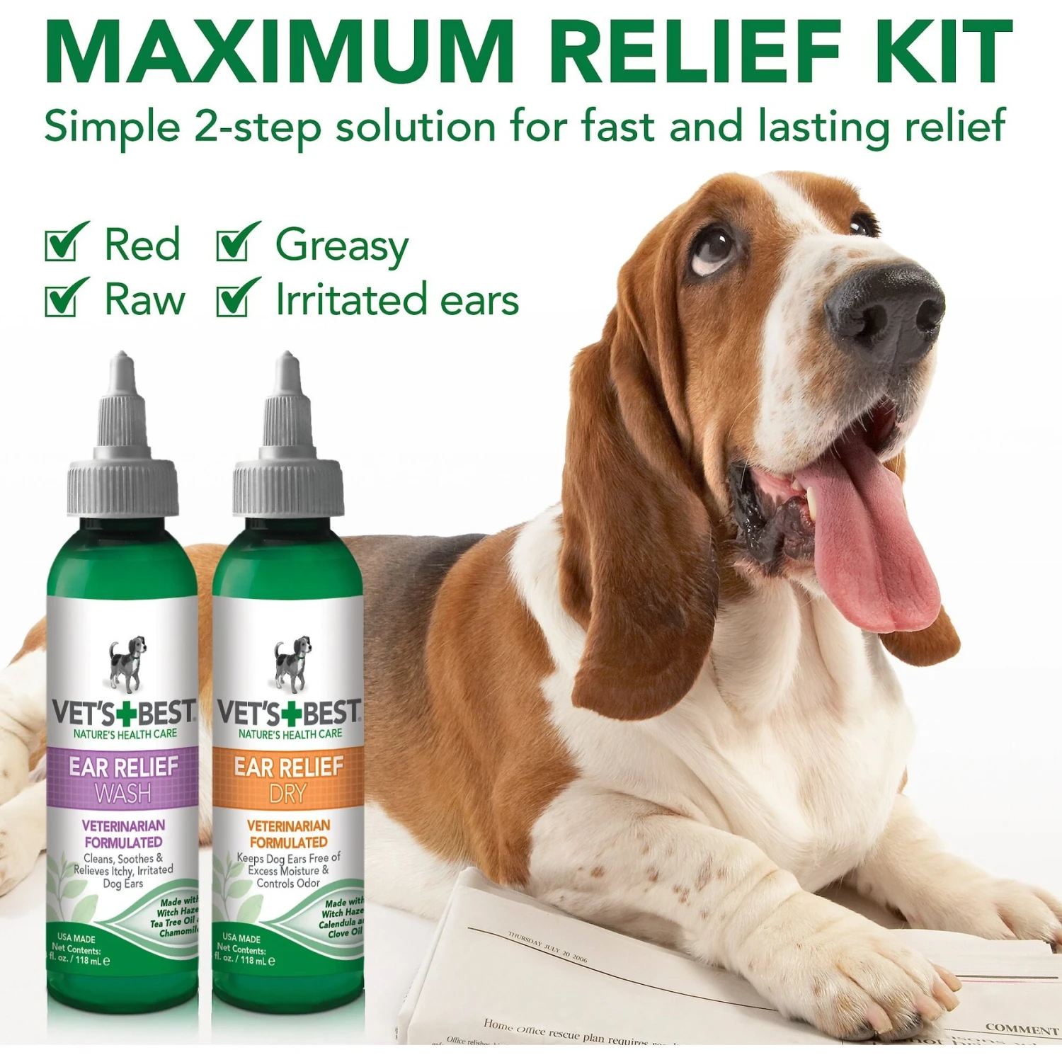Vet's Best Ear Relief Wash + Dry Combo Pack For Dogs 7 Vet's Best Ear Relief Wash + Dry Combo Pack For Dogs - Image 7