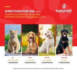 NaturVet Aller-911 Plus Antioxidants Powder Allergy & Skin & Coat Supplement For Cats & Dogs -Pet Wellness 60286 PT6. AC SS1800 V1698696410