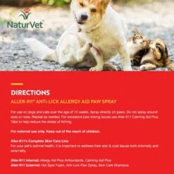 NaturVet Aller-911 Allergy Aid Anti-Lick Paw Plus Aloe Vera Dog & Cat Spray -Pet Wellness 60290 PT5. AC SS1800 V1698696412