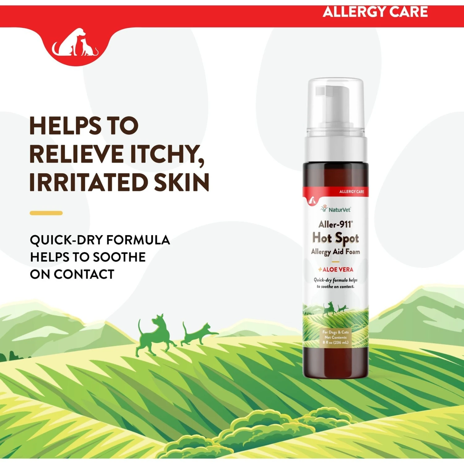 NaturVet Aller-911 Allergy Aid Hot Spot Plus Aloe Vera Dog & Cat Foam 3 NaturVet Aller-911 Allergy Aid Hot Spot Plus Aloe Vera Dog & Cat Foam - Image 3