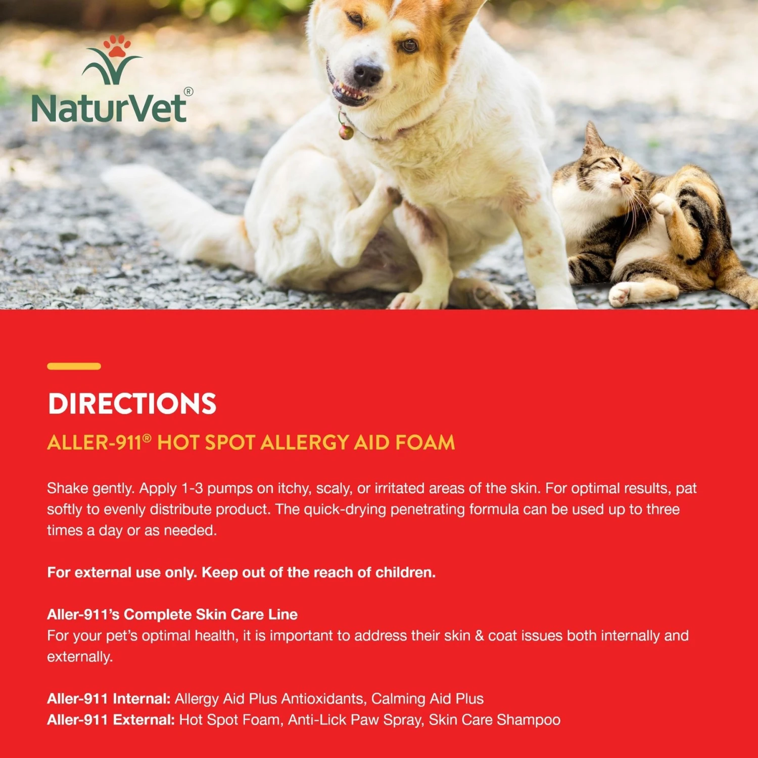 NaturVet Aller-911 Allergy Aid Hot Spot Plus Aloe Vera Dog & Cat Foam 6 NaturVet Aller-911 Allergy Aid Hot Spot Plus Aloe Vera Dog & Cat Foam - Image 6