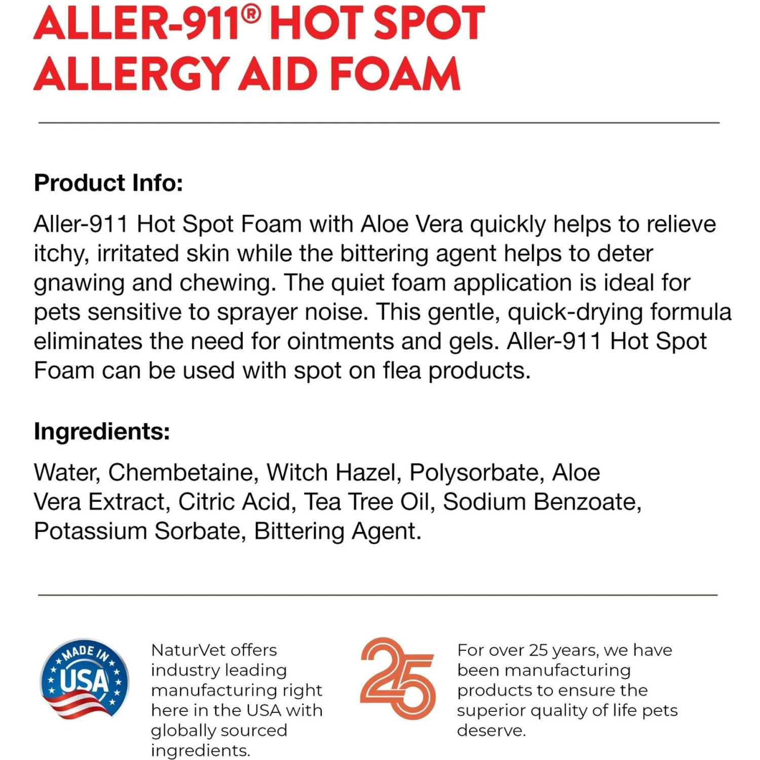 NaturVet Aller-911 Allergy Aid Hot Spot Plus Aloe Vera Dog & Cat Foam 7 NaturVet Aller-911 Allergy Aid Hot Spot Plus Aloe Vera Dog & Cat Foam - Image 7