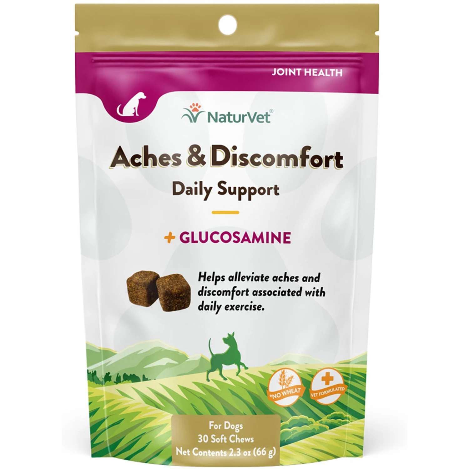 NaturVet Aches & Discomfort Plus Glucosamine Soft Chews Joint Supplement For Dogs 1 NaturVet Aches & Discomfort Plus Glucosamine Soft Chews Joint Supplement For Dogs