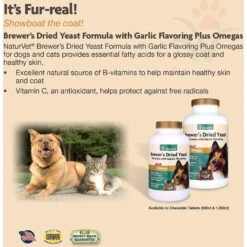 NaturVet Brewer's Dried Yeast With Omegas Chewable Tablets Skin & Coat Supplement For Cats & Dogs -Pet Wellness 60329 PT2. AC SS1800 V1473883425