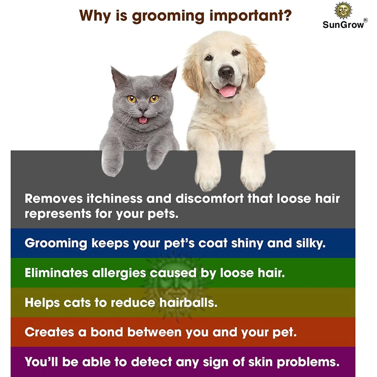 SunGrow Undercoat Deshedding Brush For Short Haired Dog & Cat Shedding Control & Grooming Tool 3 SunGrow Undercoat Deshedding Brush For Short Haired Dog & Cat Shedding Control & Grooming Tool - Image 3