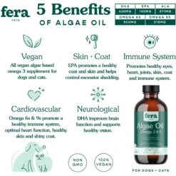 Fera Pet Organics Vegan Omega-3s Algae Oil Supplement For Dogs & Cats, 8-oz Bottle -Pet Wellness 620718 PT3. AC SS1800 V1660138361