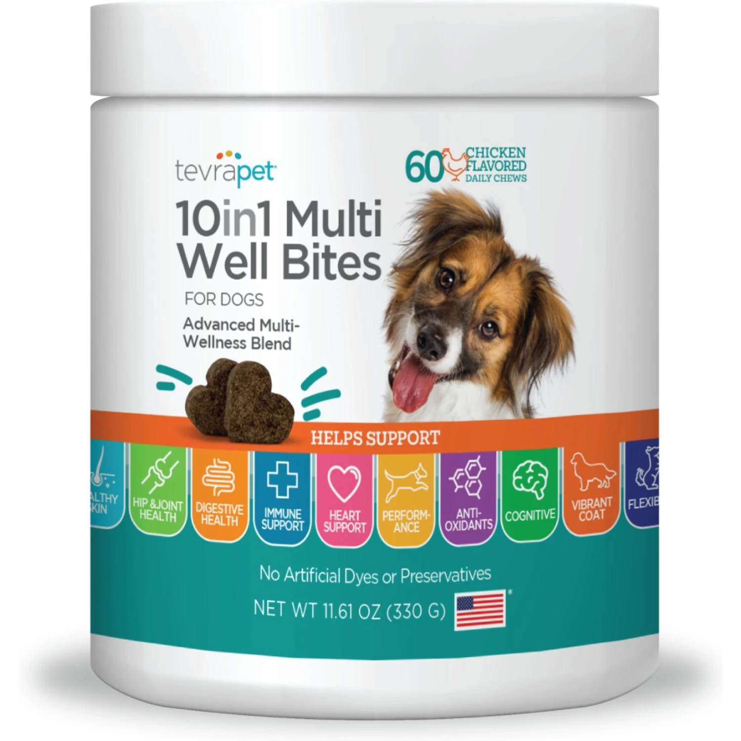 TevraPet 10in1 Multi Well Bites Dog Supplement, 60 Count 1 TevraPet 10in1 Multi Well Bites Dog Supplement, 60 Count