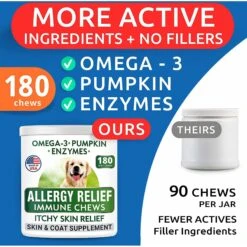 Bark&Spark Allergy Relief Omega 3 Anti-Itch Chicken Flavor Dog Chew -Pet Wellness 633606 PT2. AC SS1800 V1661961630