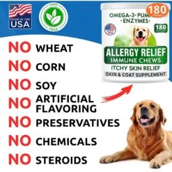 Bark&Spark Allergy Relief Omega 3 Anti-Itch Chicken Flavor Dog Chew -Pet Wellness 633606 PT5. AC SS1800 V1661972926