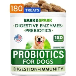 Bark&Spark Dog Probiotics For Dogs With Digestive Enzymes Prebiotics Fiber Chews